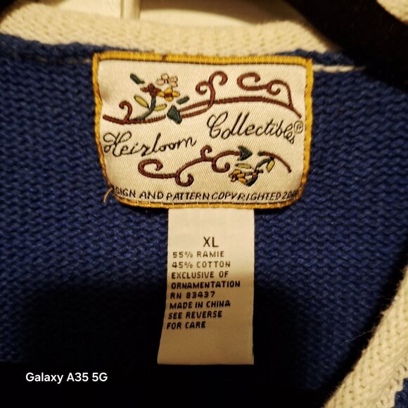 Heirloom Collectibles Snowman Blue Knit Christmas Sweater XL Ramie/Cotton Womens - Picture 4 of 6